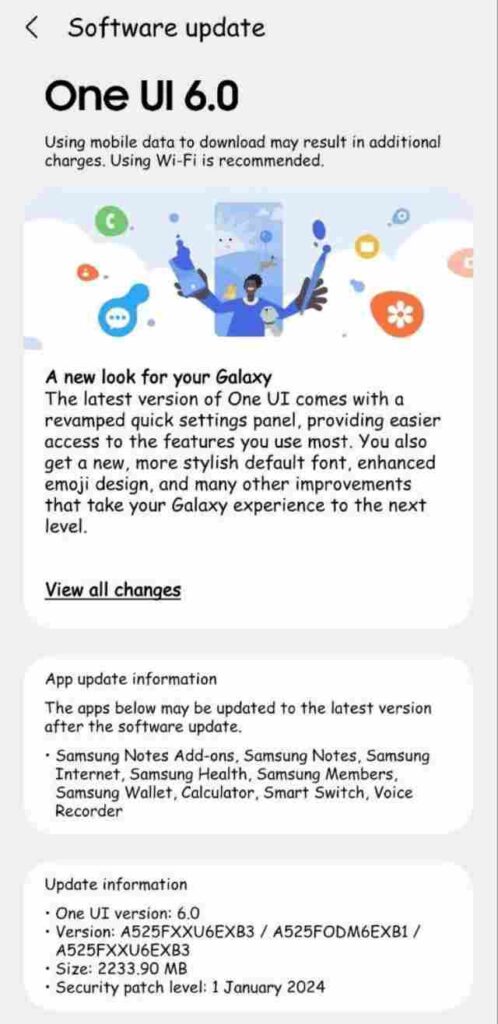 Samsung Galaxy A52 4G OneUI 6 update for Indian Users