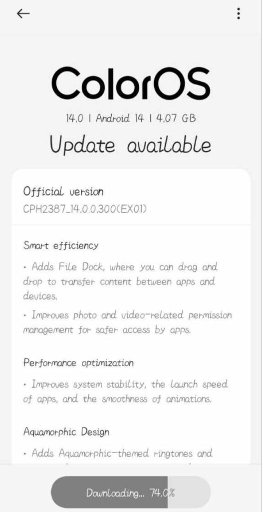 OPPO A57 ColorOS 14 Update