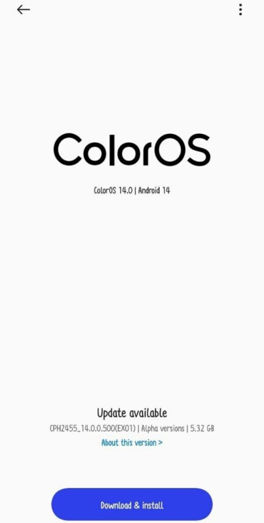 OPPO F21s Pro ColorOS 14 Update Indian Users