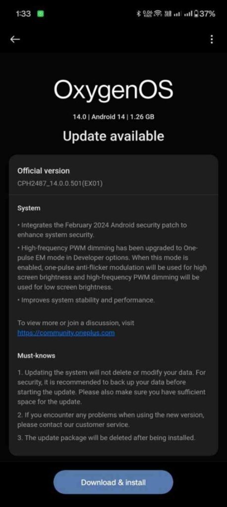 OnePlus 11R OxygenOS 14 update for Indian users